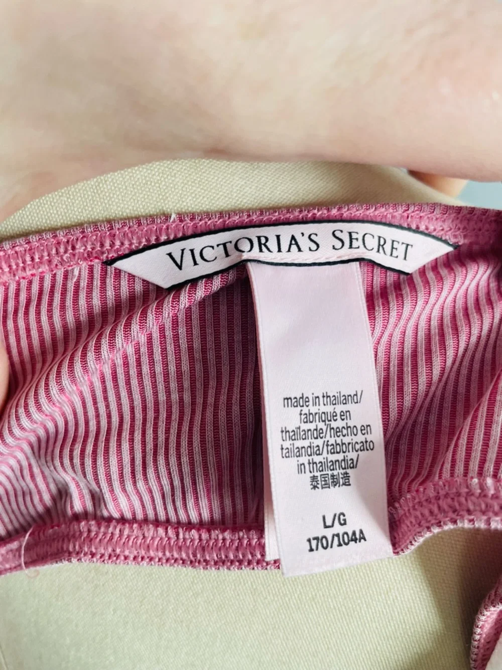 Victorias Secret Striped Lace Trim Bralette- Pink- Size Large- NWT- Adjustable